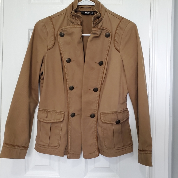 ana Military Blazer Jacket Coat Khaki Tan Stays Op - Picture 5 of 7